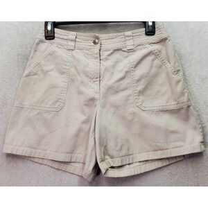 Talbots Chino Shorts Girls Size 16 Tan Solid 100% Cotton Slash Pocket Flat Front